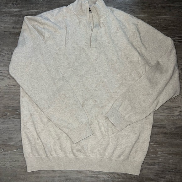 Claiborne Men’s 1/4 zip Cotton pullover Sweater Size Medium Cream color - Picture 4 of 9